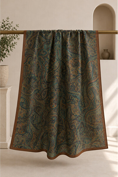 FERHEL Luna Paisley Coton Şal 190 x 70 - Taba