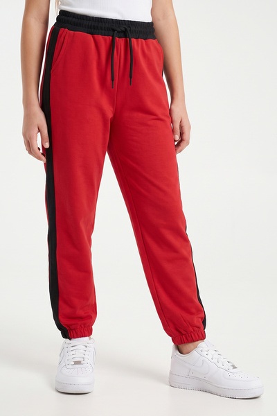 FYK COLLECTİON Girl's Striped Detailed Waist-Tie Elastic Cuffed Sweatpants