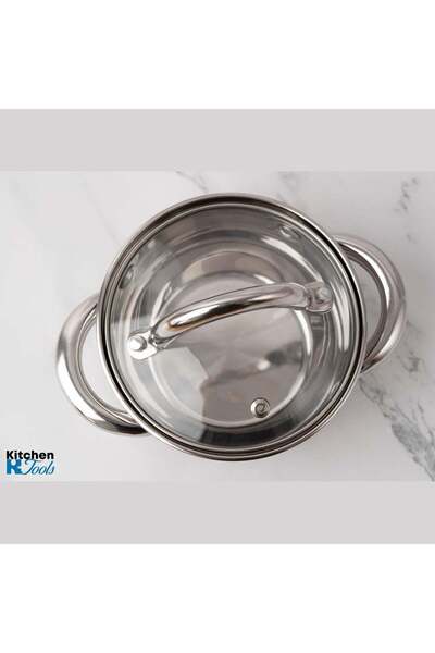 Bohmann Cratita din inox 1000ml, 14x10cm Bohmann, capac din sticla, 5mm grosime, toate sursele de caldura