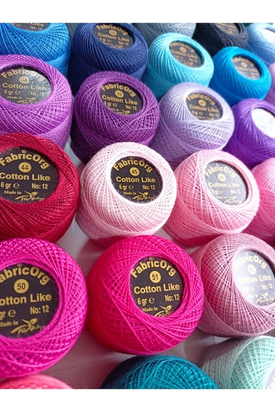fabricorg No:12 Cotton Like Etamin - Kanaviçe 60'lı Nakış İpliği Seti (6 Gr)