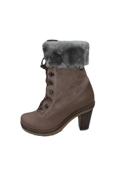 OEM Botine trendy, imblanite, culoare maro