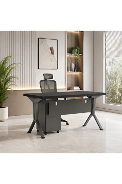 on home OT-11 BLACK & GREY 120 Executive Office Desk - 120 cm - Black and Grey