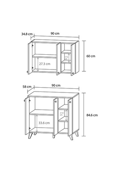 MOBİLİQUE Öykü 90 cm 18mm MDF Tezgahlı Mutfak Dolabı Hazır Mutfak Ünitesi