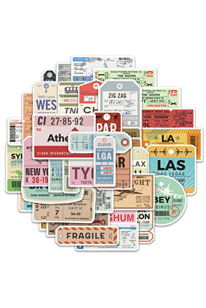 Choice 50pcs 40Pcs Pass Air Tickets Boarding Graffiti Stickers DIY Travel Lug...