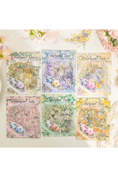 Choice S24002-A Mr.Paper 6Packs Oversized Floral Lace PET Sticker Packs, Vint...