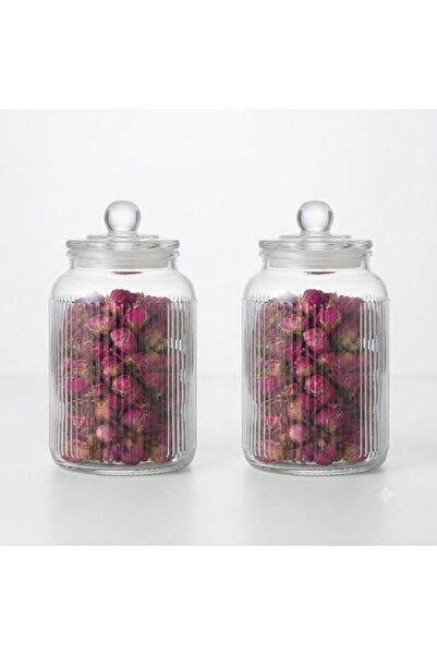 Generic برطمان زجاجي مضلع لحفظ الكوكيز - 1680 مل/2 قطع - لحفظ الطعام طازجًا: ...