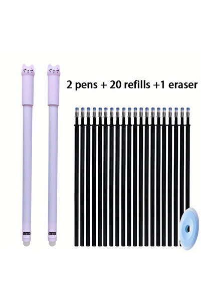 Choice4 purplepen black ink Creative Cat Animal Erasable Gel Pen Set, 0.5mm W...