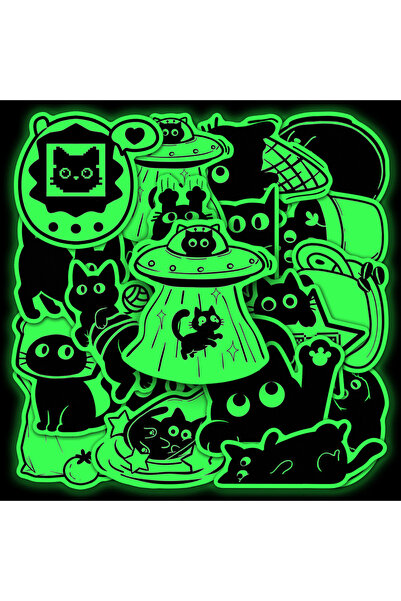 Choice1 20pcs x2 20 Pcs Glow in The Dark Black Cat Stickers Doodle Funny Cat ...