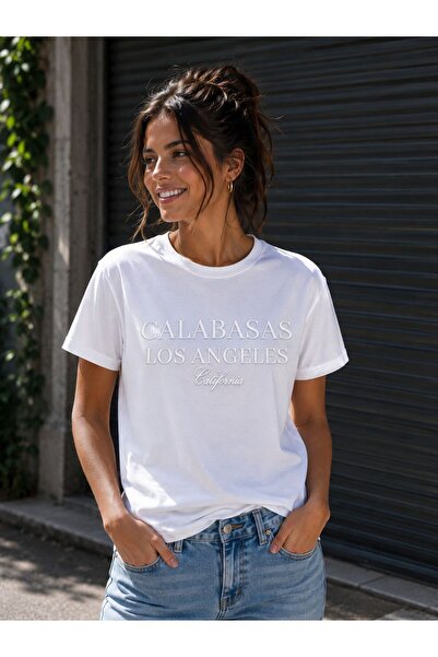 3S MODA Women's Basic Los Angeles Digital Printed T-Shirt