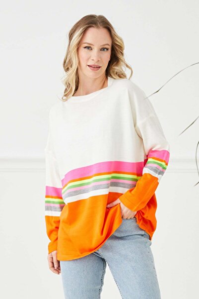 Fulla Moda Striped Crew Neck Knitwear Sweater
