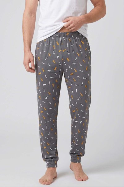 OBJE Erkek Füme Satranç Desen Bant Paça Pijama Altı