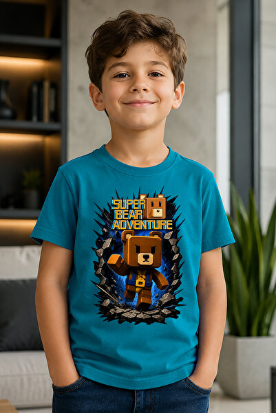 Zeycem Store Super Bear Adventure Super Bear Printed Children's Unisex Tshirt