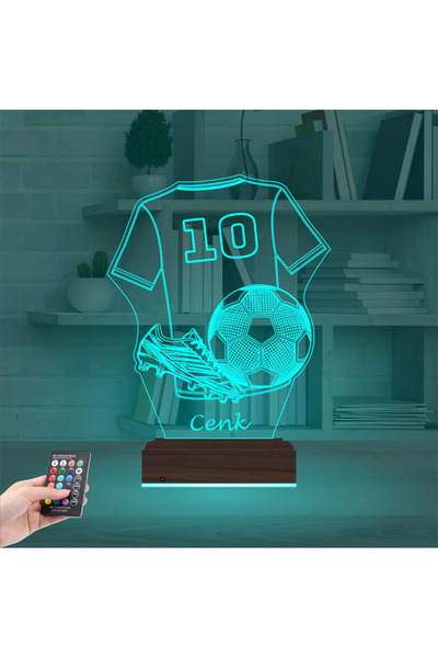 Genel Markalar Futbol Topu Forma Fytbolcu Hediye Kişiye Özel 3D Lamba - Masa ...
