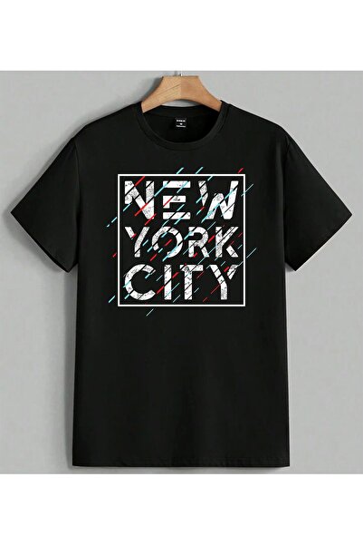 ELFERA Correction Print Map Design Printed Unisex Oversize T-Shirt Black