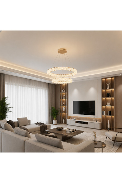Alessandro DESIGN Lustra LED SHELP Cristal cu telecomanda, 64W, Lumina Calda/...