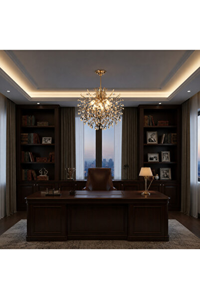 Alessandro DESIGN Candelabru Cristal PROWES Eleganza, 8xE14, D50 cm, Auriu, I...
