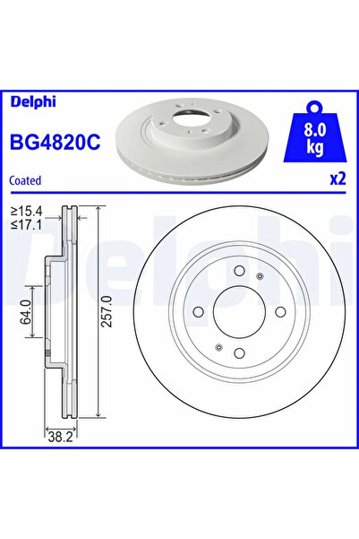 DELPHİ Set Discuri Frana Citroen C-Zero Mitsubishi 1 2009-2020