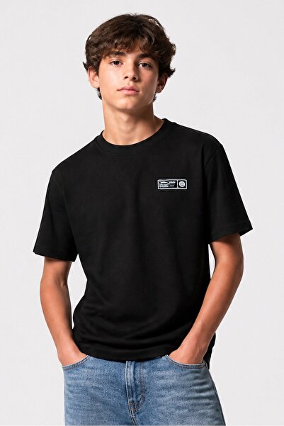 Onadime Kids Boy Crew Neck Short Sleeve Graphic Print T-Shirt, Black