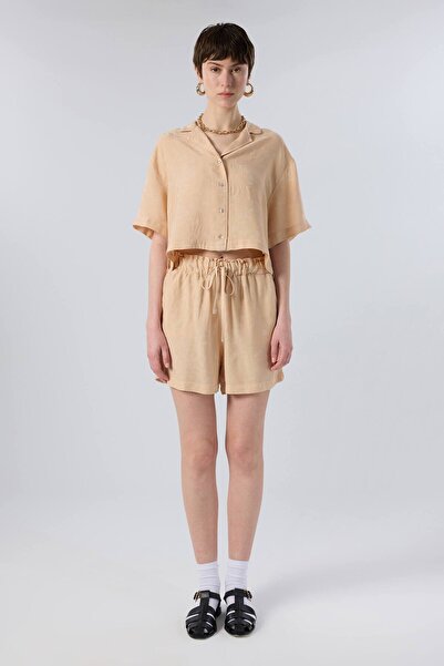 İpekçi Otantik Botanica Shade Textured Tencel Shirt Clay Beige