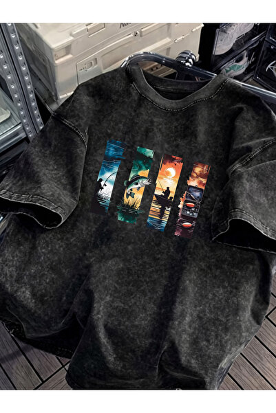 HOFFNUNG Unisex Oversize Vintage Washed Street Style Μόδα του δρόμου Βαμβακερ...