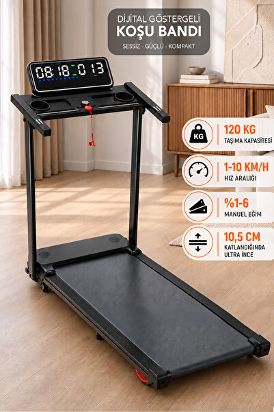 Fischer Katlanabilir Koşu Bandı - 120Kg Taşıma Kapasiteli Dijital Göstergeli ...