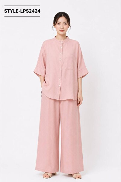 LINELLE Women's Relaxed Fit Linen Blend Co-Ord Set