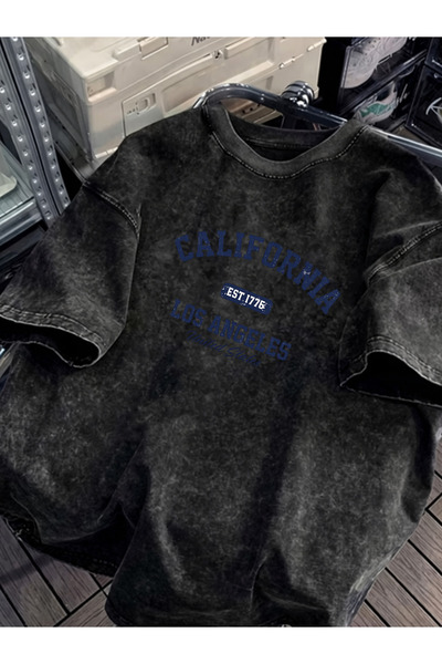 HOFFNUNG Unisex Oversize Vintage Washed Street Style Μόδα του δρόμου Βαμβακερ...