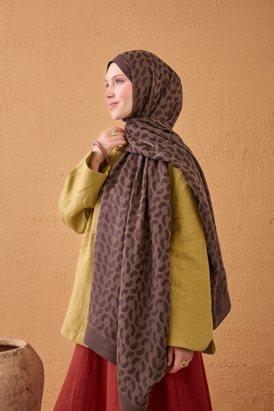 Silk Home Naia Cotton Shawl Lune Dark Brown