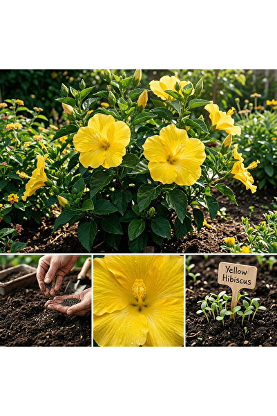 Bloom & Sow Seed بذور الكركديه الصفراء - الكركديه الاستوائية ذات اللون الأصفر...