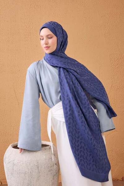 Silk Home Naia Cotton Shawl Lune Saks Blue