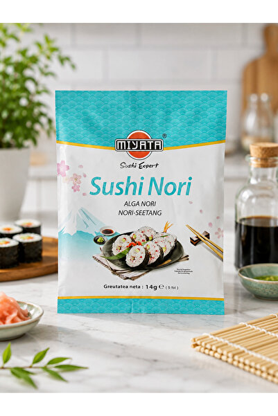 Miyata Sushi Nori Alge pentru Sushi 14 g (5 Foi) – Foi Nori Premium pentru Su...