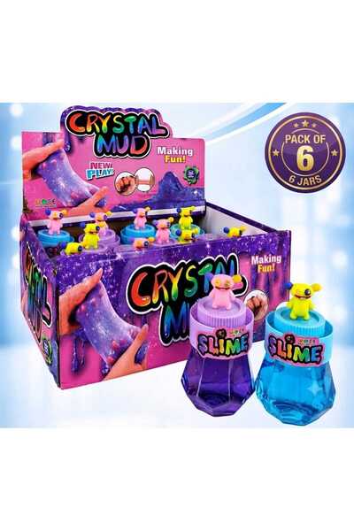 CRYSTAL طين جالاكسي سلايم مع تعليقة يونيكورن - عبوة من 6 برطمانات