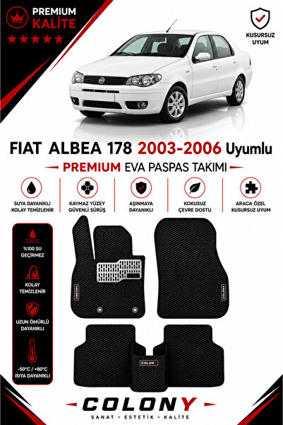 COLONY Fiat Albea Uyumlu EVA Paspas Tam Set–Araca Özel,Kolay Montaj,Su Geçirmez