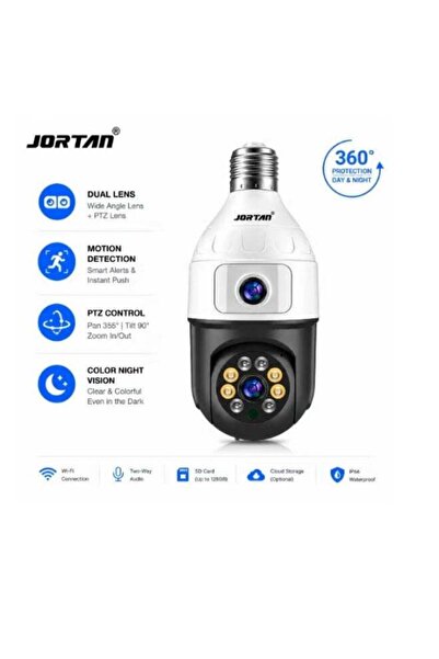 Jortan 4MP WIFI Dual lens Bulb Camera, IP44, Full Color Night Vision, 2 Way A...