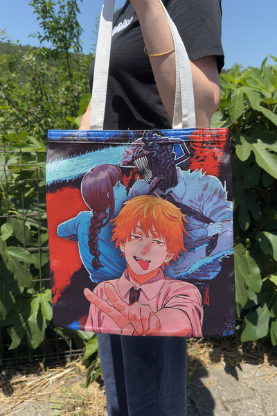 ZipZap Chainsaw Man V4 Summer Winter Double-Sided Canvas Print Tote Bag Anime...