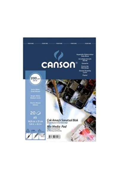 Canson كتل رسم متعددة الأغراض من فاين فيس، 200 جرام، A5، 20 ورقة، حلزونية من ...