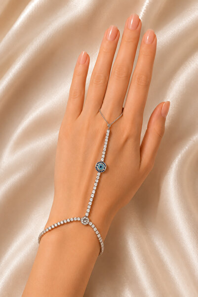 PABALAS Women's Silver Color Evil Eye Beaded Zircon Stone Shahmeran Bracelet ...