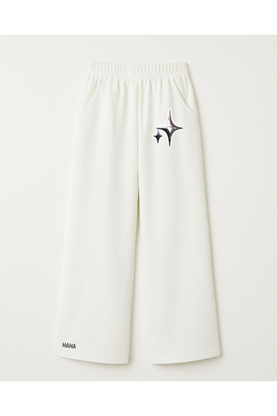 haha Stars Printed Wide Leg Sweatpants for Girls