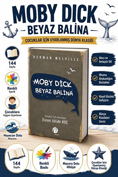 Harika Kitap Moby Dick Beyaz Balina - Herman MELVİLLE - 144 Sayfa
