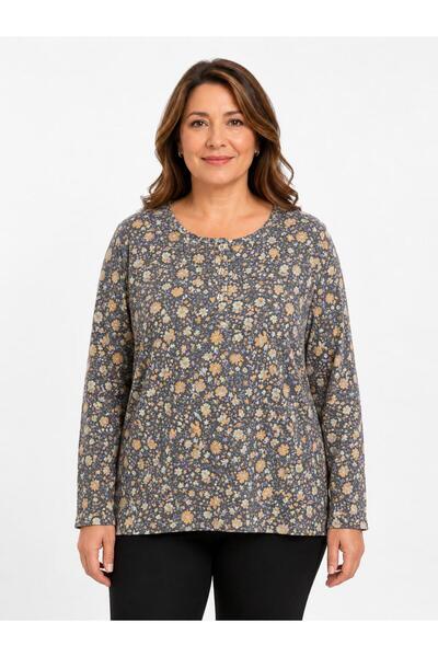 NECO GİYİM Women's Patterned Lycra Mother Combed Cotton Blouse