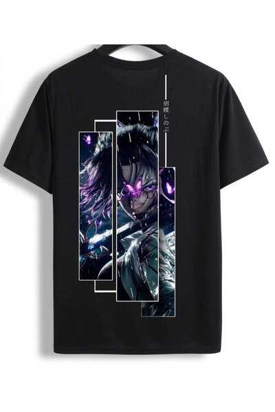 classy moda Tricou unisex negru supradimensionat cu ilustrație anime imprimat...