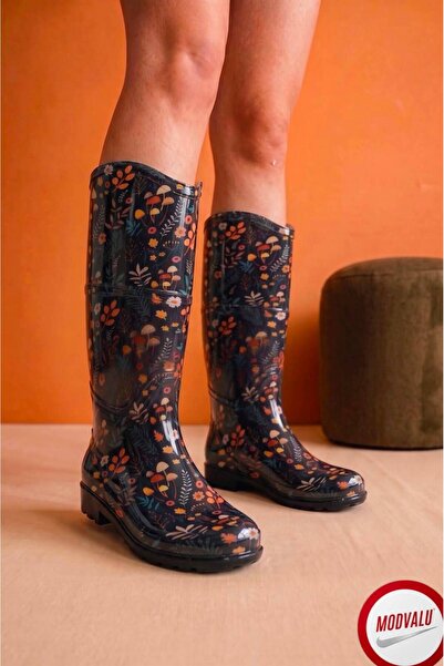 MODVALU Floral Long Waterproof Rain Boots