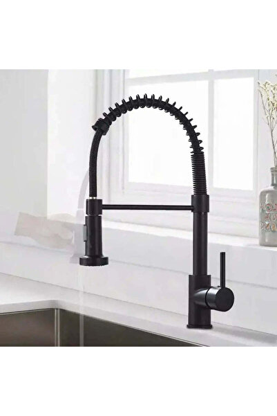 OEM Baterie Bucatarie cu Dus Extractibil, Inox si Alama Negru, YD101BK