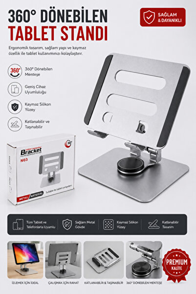 BLG ELEKTROİNK 360 °   حامل تابلت معدني دوار - حامل هاتف وتابلت قابل للطي وقا...