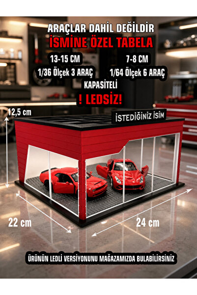 Butik 1/36 Ölçekli Kırmızı Renk Showroom Tasarımlı Diorama Araç Sergileme Gar...