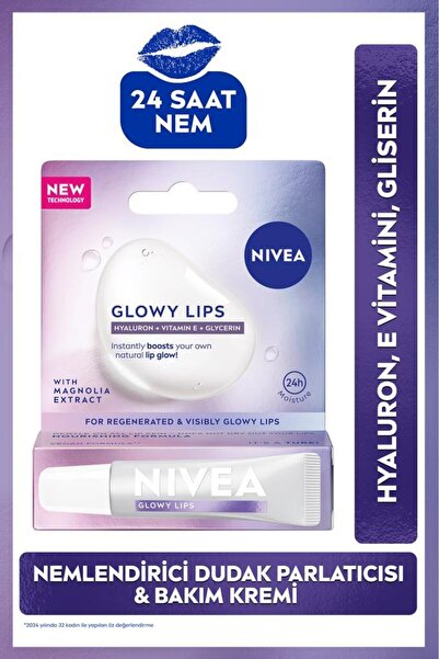 NIVEA Glowy Lips Nemlendirici Dudak Parlatıcısı ve Bakım Kremi 10 ml,Hyaluron...