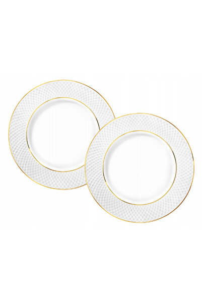 WILMAX ENGLAND Set 2x farfurii cină WILMAX DIAMOND, porțelan, Alb cu margine ...
