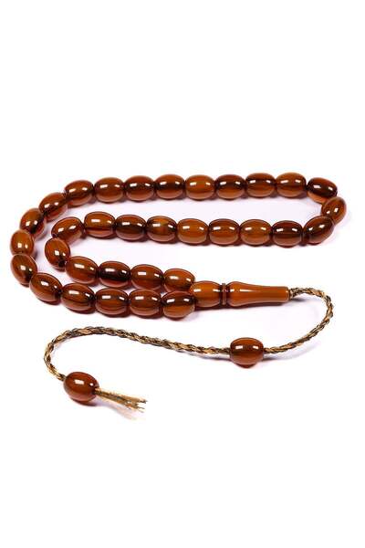 TESBİHKENTİ Antique Model Countersunk Delim Crimped Amber Prayer Beads