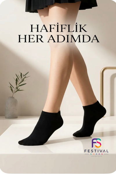 Festival Socks 12 Pairs Unisex Cotton Black Booties Socks Set, Non-Sweat, Ideal for Daily Use