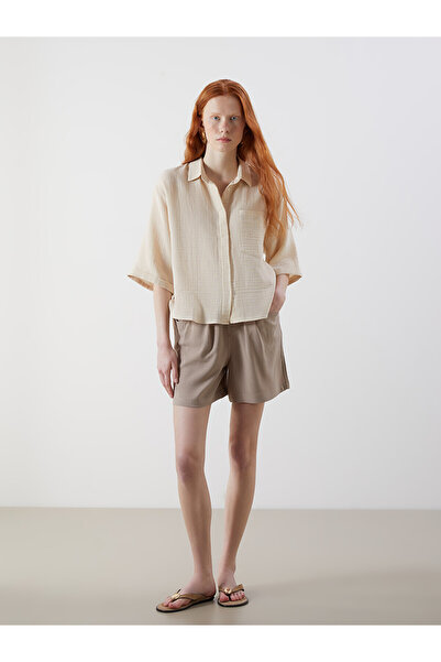 LC Waikiki Nevavm Women's Linen Blend Shorts with Elastic Waist
